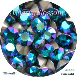 画像1: スワロフスキー Emerald*BlueAB*レア色 　チャトン