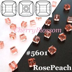 画像1: スワロフスキー　キューブ型　RosePeach