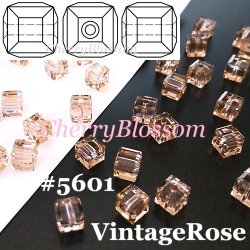画像1: スワロフスキー　キューブ型　VintageRose