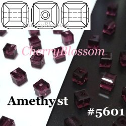 画像1: スワロフスキー　キューブ型　Amethyst