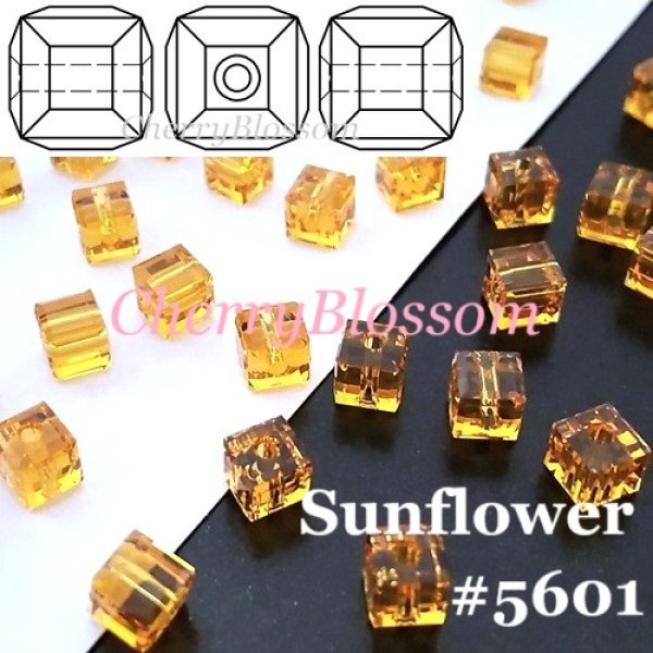画像1: スワロフスキー　キューブ型　Sunflower (1)