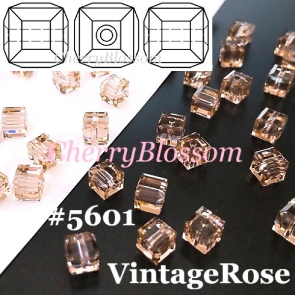画像1: スワロフスキー　キューブ型　VintageRose (1)